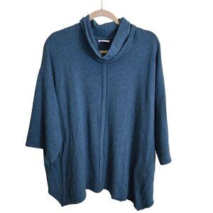 J. Jill Pure Jill Turquoise 3/4 Sleeve Cowl Neck Tunic Oversized Sweater Size Mp